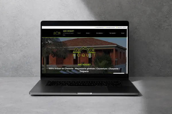 Capture d'écran page d'accueil du site AMC Noquet